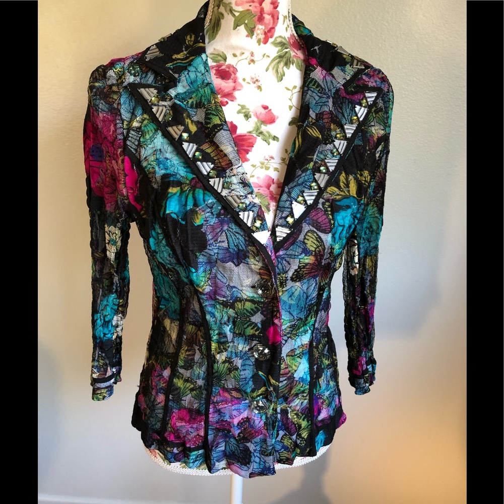 Alberto Makali butterfly colorful blouse